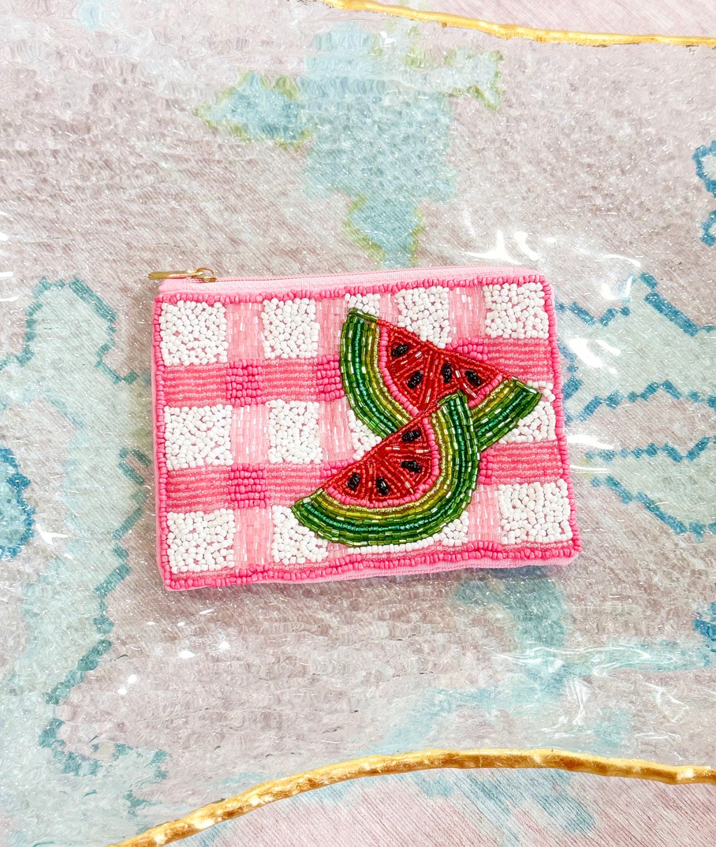 Gingham Watermelon Pouch