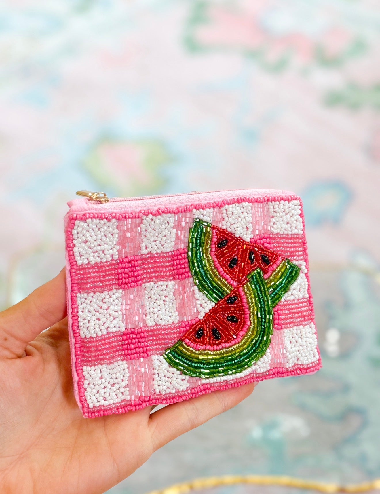 Gingham Watermelon Pouch