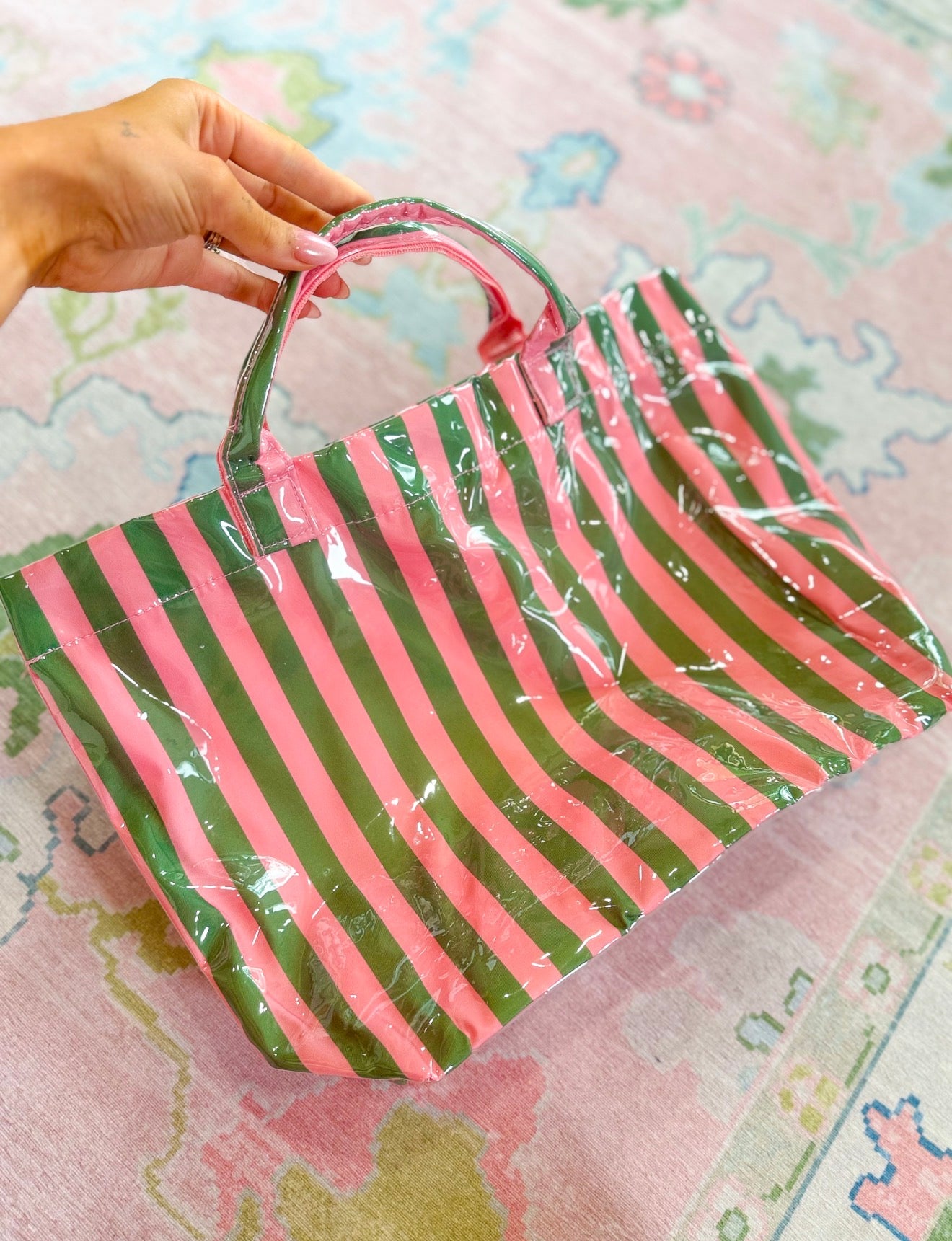Green & Pink Beach Tote