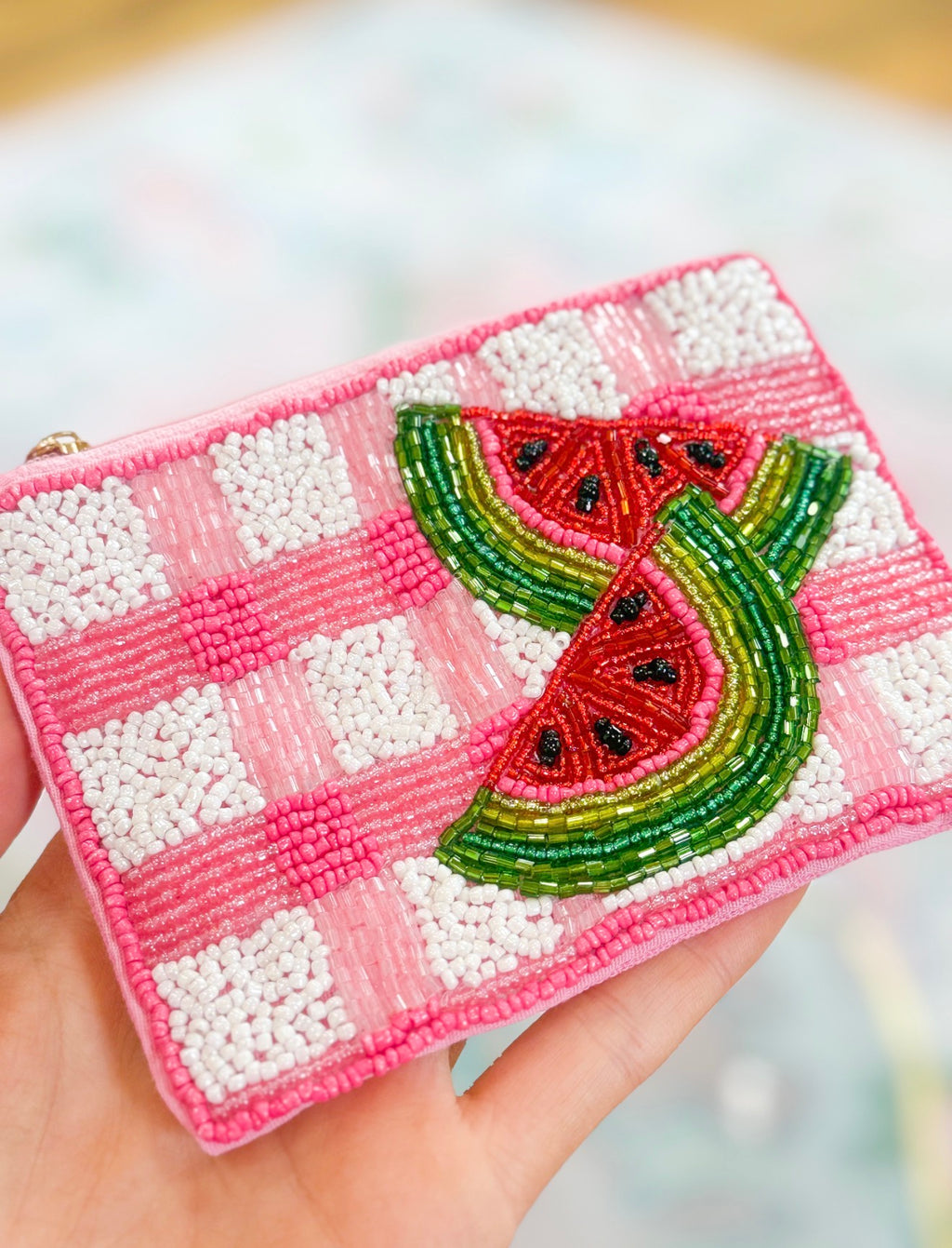 Gingham Watermelon Pouch