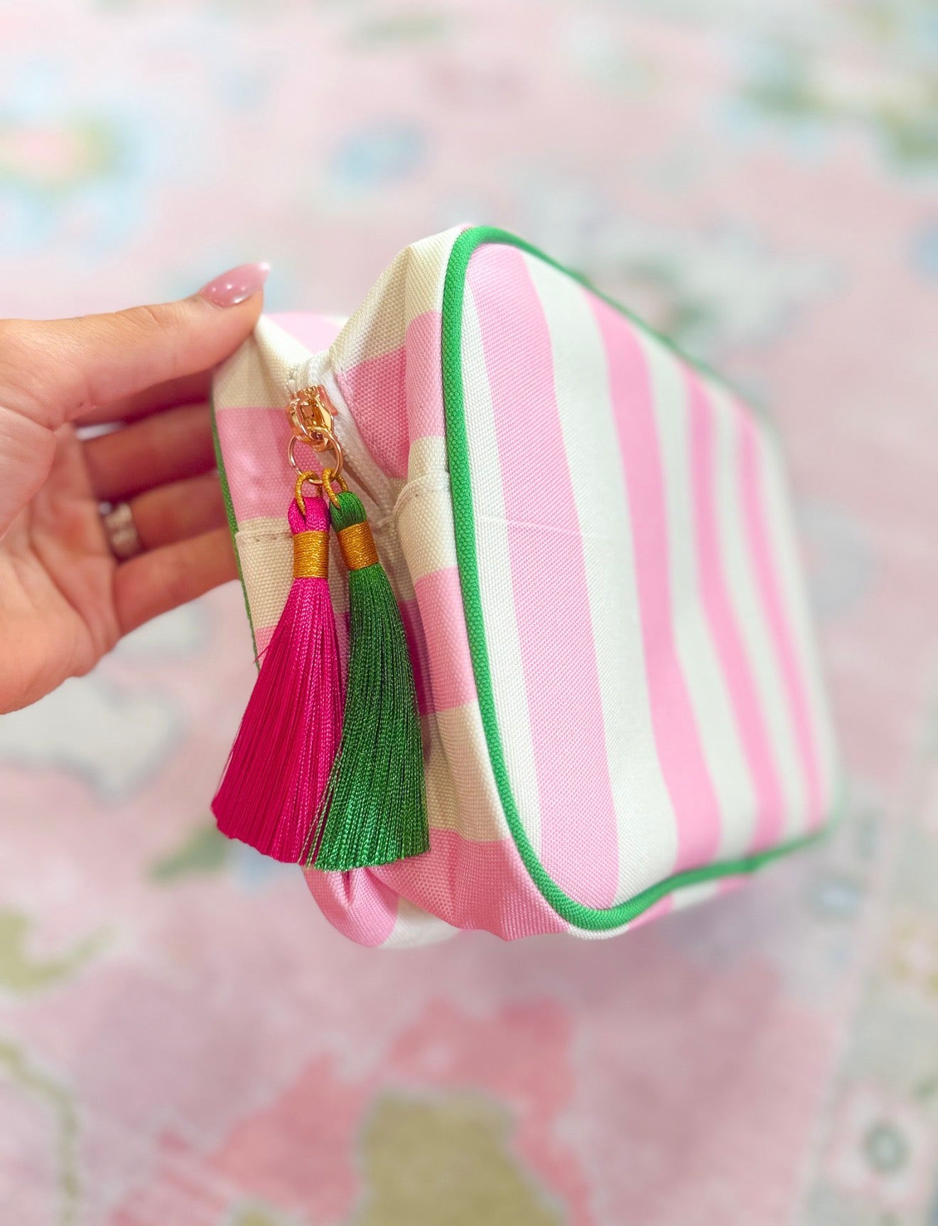 Striped Cosmetic Pouch