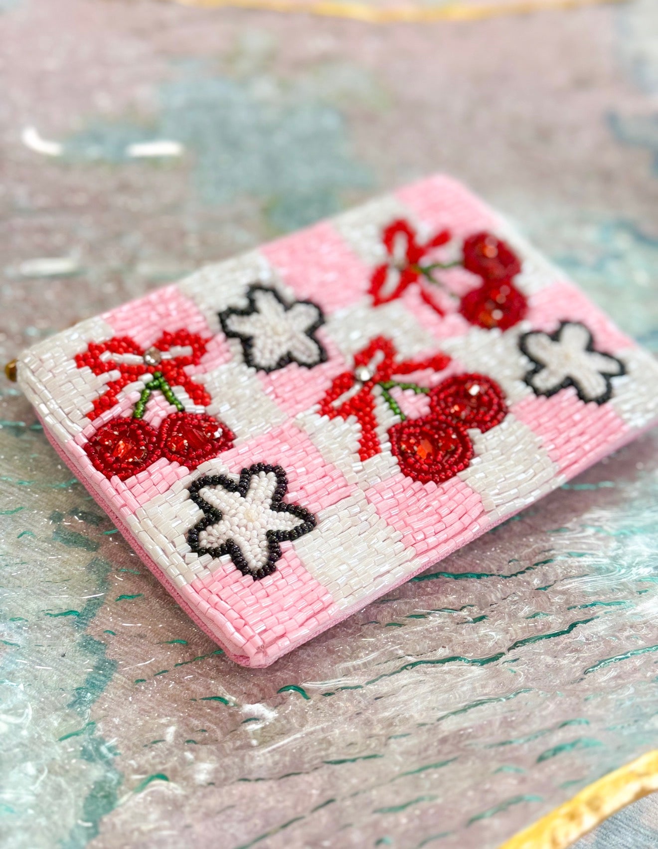Cherry Gingham Pouch